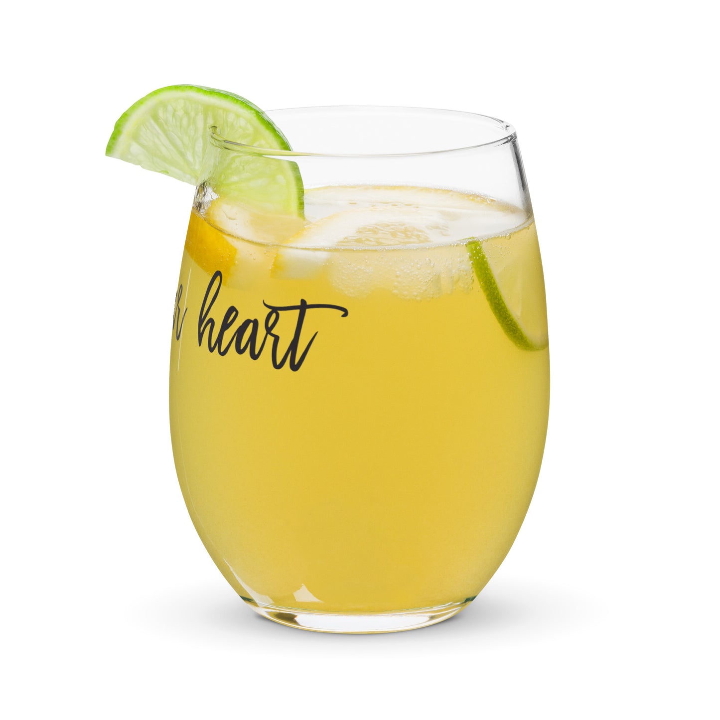 Bless Your Heart (Black) - Stemless Wine Glass