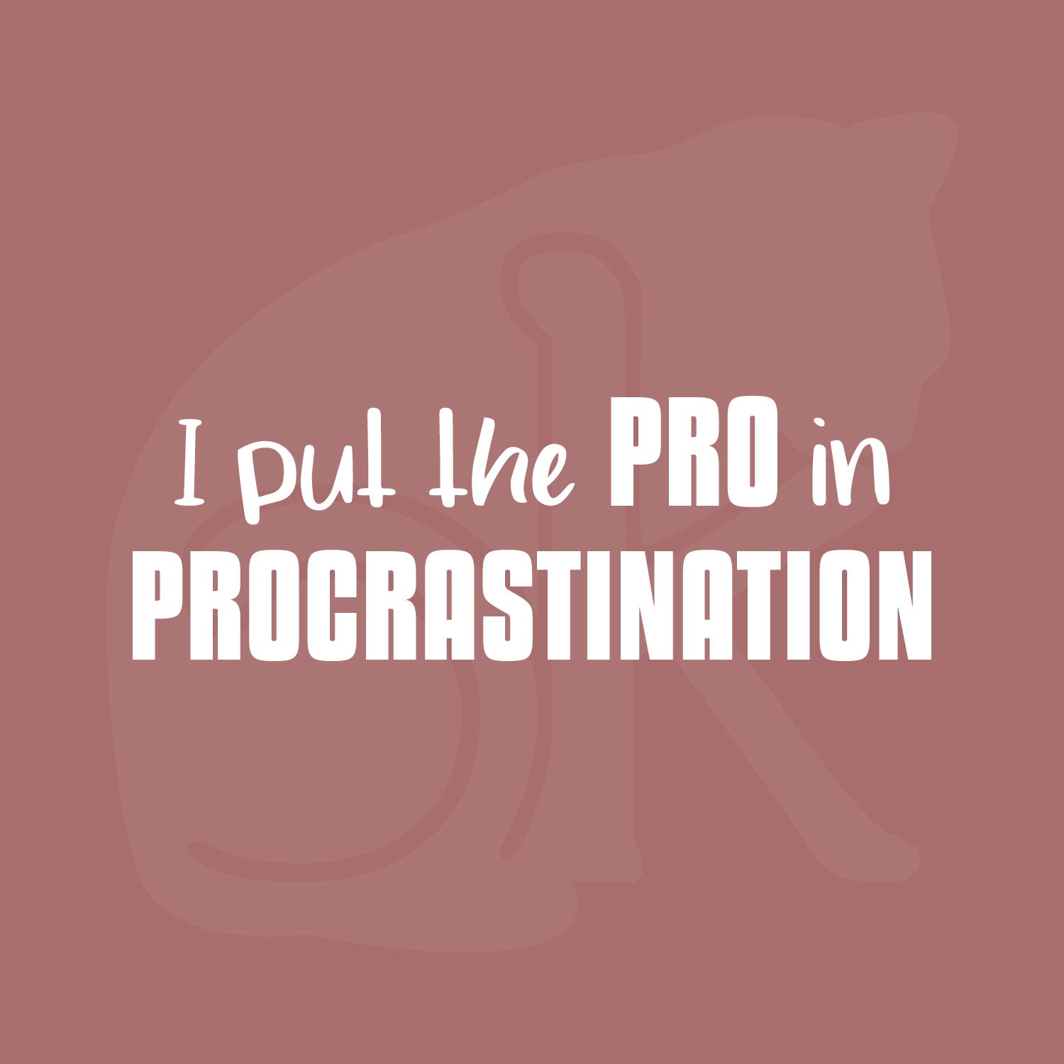 Standalone text graphic: "I put the PRO in PROCRASTINATION"