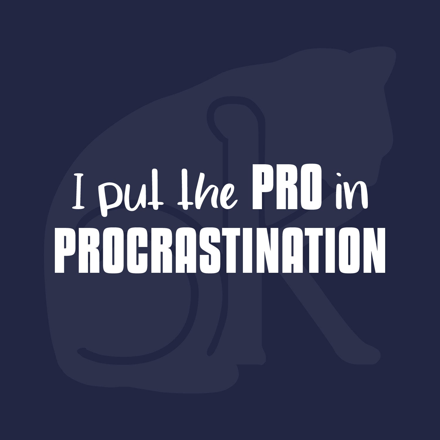 Standalone text graphic: "I put the PRO in PROCRASTINATION"