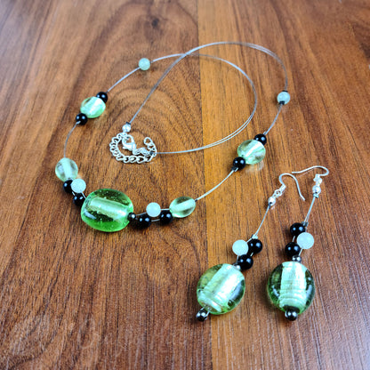 Mint & Black - Earring and Necklace Set
